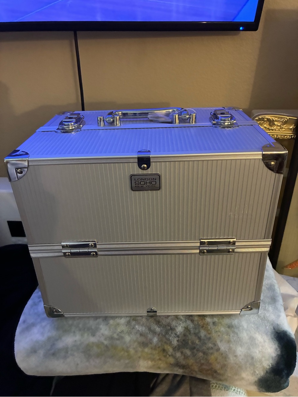 London Soho Silver Aluminum Makeup/Storage Case